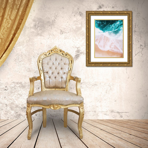 Ocean Meets Sand I Gold Ornate Wood Framed Art Print with Double Matting by Seven Trees Design