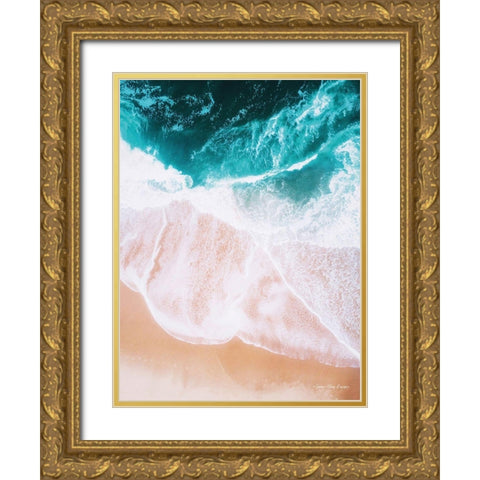 Ocean Meets Sand I Gold Ornate Wood Framed Art Print with Double Matting by Seven Trees Design