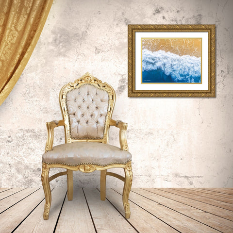 Ocean Meets Sand II Gold Ornate Wood Framed Art Print with Double Matting by Seven Trees Design