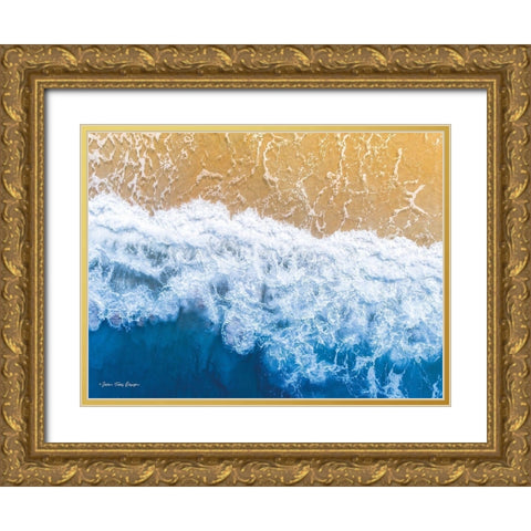 Ocean Meets Sand II Gold Ornate Wood Framed Art Print with Double Matting by Seven Trees Design