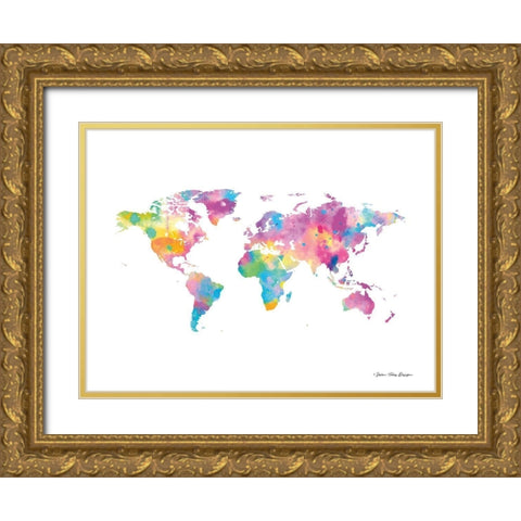 Watercolor World Gold Ornate Wood Framed Art Print with Double Matting by Seven Trees Design