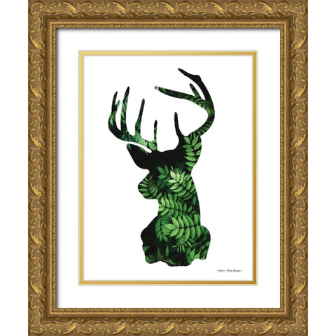 Forest Deer II Gold Ornate Wood Framed Art Print with Double Matting by Seven Trees Design