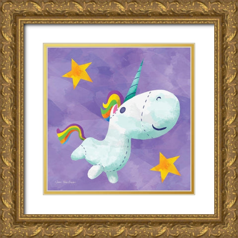 Rainbow Unicorn II Gold Ornate Wood Framed Art Print with Double Matting by Seven Trees Design