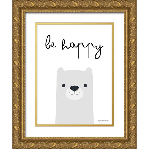 Be Happy Gold Ornate Wood Framed Art Print with Double Matting by Seven Trees Design