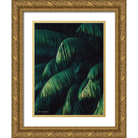 Palm Leaves   Gold Ornate Wood Framed Art Print with Double Matting by Seven Trees Design