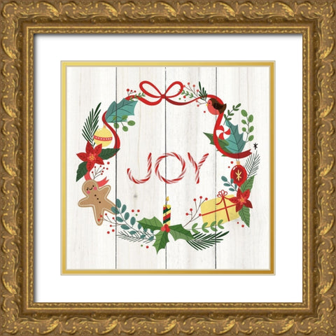 Peppermint Joy   Gold Ornate Wood Framed Art Print with Double Matting by Seven Trees Design