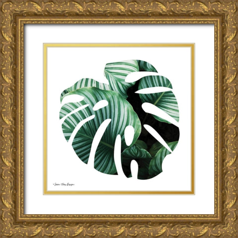 Leaves Leaf Gold Ornate Wood Framed Art Print with Double Matting by Seven Trees Design