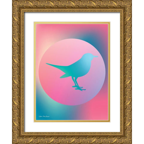 Gradient Bird Gold Ornate Wood Framed Art Print with Double Matting by Seven Trees Design