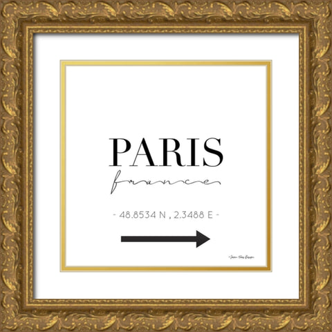 Paris Sign Gold Ornate Wood Framed Art Print with Double Matting by Seven Trees Design