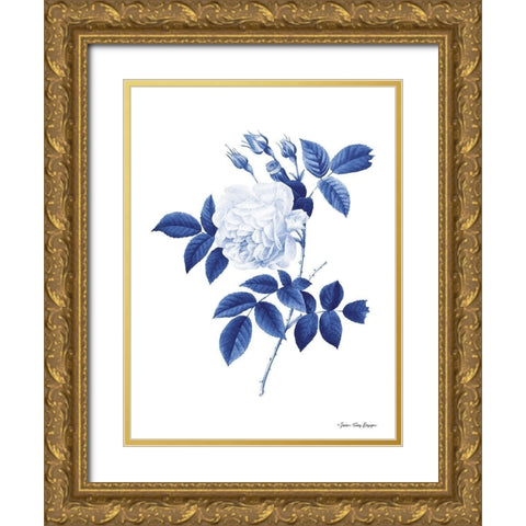 Blue Botanical II Gold Ornate Wood Framed Art Print with Double Matting by Seven Trees Design