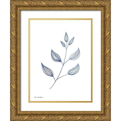 Blue Plant II Gold Ornate Wood Framed Art Print with Double Matting by Seven Trees Design