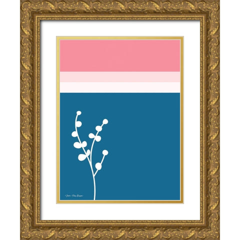 The Plant and the Lines I Gold Ornate Wood Framed Art Print with Double Matting by Seven Trees Design