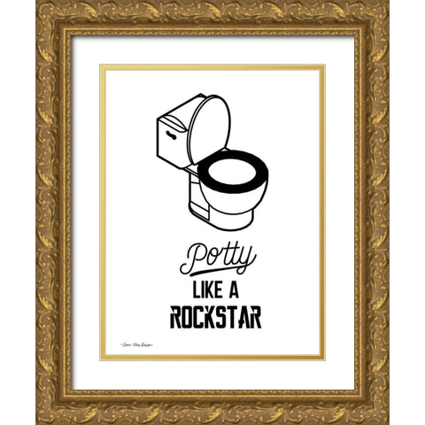 Potty Like a Rockstar Gold Ornate Wood Framed Art Print with Double Matting by Seven Trees Design