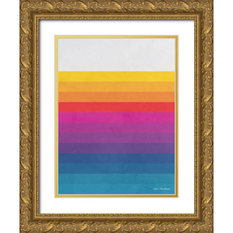 Vintage Retro Lines I Gold Ornate Wood Framed Art Print with Double Matting by Seven Trees Design