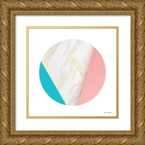 Pink Marble Circle III Gold Ornate Wood Framed Art Print with Double Matting by Seven Trees Design
