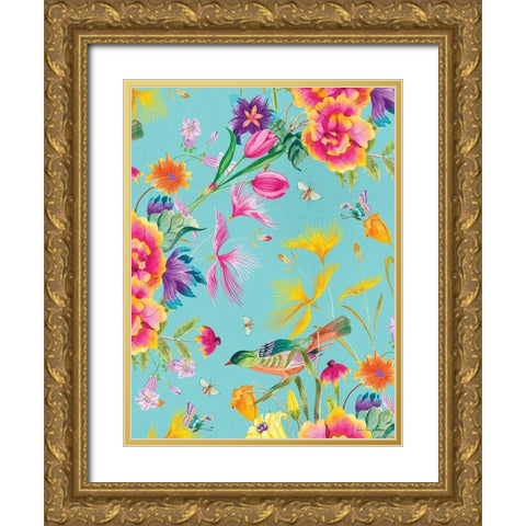 Spring Joy Gold Ornate Wood Framed Art Print with Double Matting by Seven Trees Design