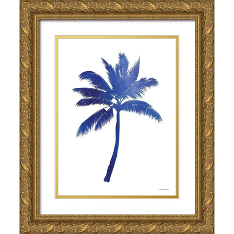 Blue Palm Tree III Gold Ornate Wood Framed Art Print with Double Matting by Seven Trees Design