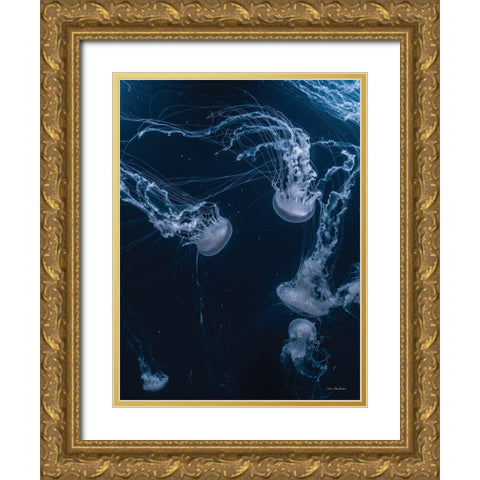 Deep Ocean Gold Ornate Wood Framed Art Print with Double Matting by Seven Trees Design