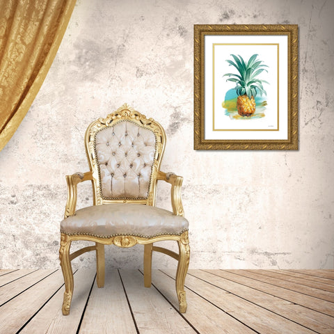 Pineapple II Gold Ornate Wood Framed Art Print with Double Matting by Seven Trees Design