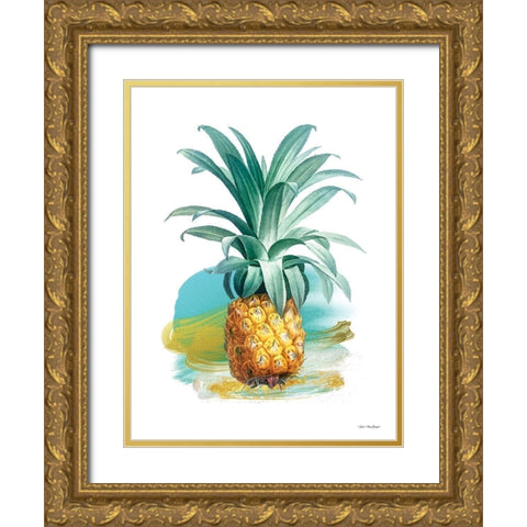 Pineapple II Gold Ornate Wood Framed Art Print with Double Matting by Seven Trees Design
