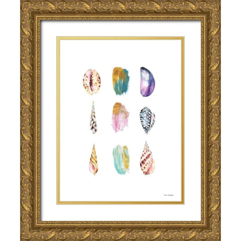 Sea and Brush Strokes I Gold Ornate Wood Framed Art Print with Double Matting by Seven Trees Design