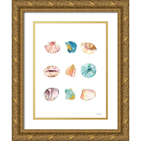 Sea and Brush Strokes II Gold Ornate Wood Framed Art Print with Double Matting by Seven Trees Design