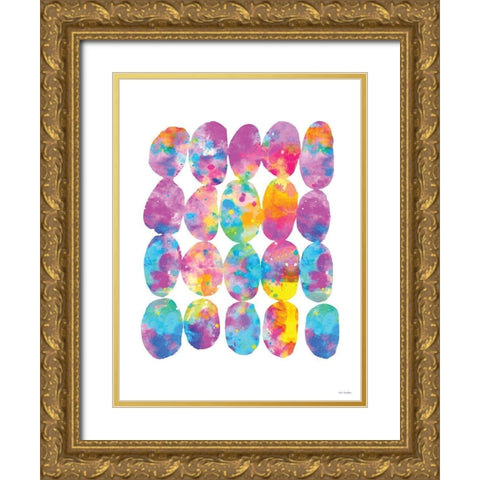 Colorful Abstract Circles Gold Ornate Wood Framed Art Print with Double Matting by Stellar Design Studio