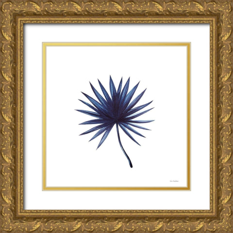 Watercolor Blue Leaf II Gold Ornate Wood Framed Art Print with Double Matting by Seven Trees  Design