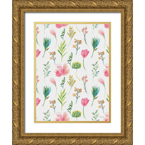 Happy Flora Gold Ornate Wood Framed Art Print with Double Matting by Seven Trees Design