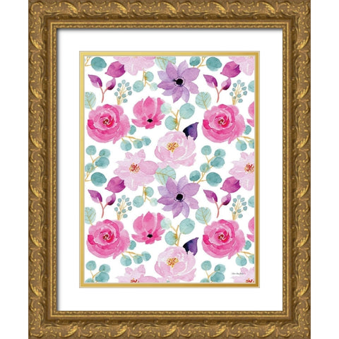 Sweet Flora Gold Ornate Wood Framed Art Print with Double Matting by Seven Trees Design