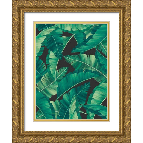 Tropical Leaves II Gold Ornate Wood Framed Art Print with Double Matting by Seven Trees Design