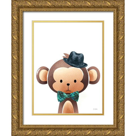 Mr. Monkey Gold Ornate Wood Framed Art Print with Double Matting by Stellar Design Studio