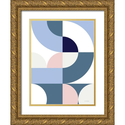 Scandinavian Geometry Gold Ornate Wood Framed Art Print with Double Matting by Seven Trees Design