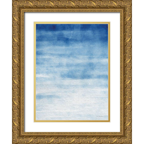 Abstract Blue Gold Ornate Wood Framed Art Print with Double Matting by Seven Trees Design