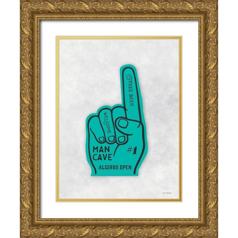 Man Cave Foam Hand Gold Ornate Wood Framed Art Print with Double Matting by Seven Trees Design