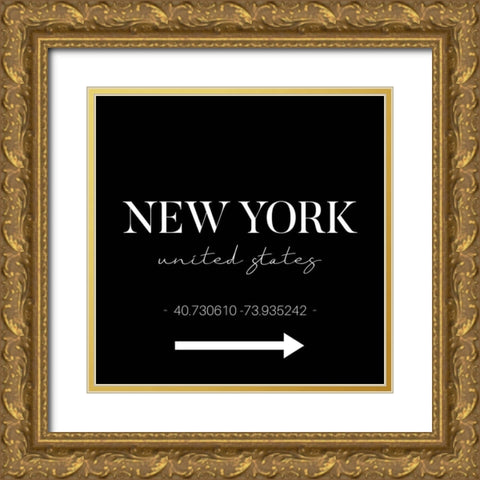 New York Sign    Gold Ornate Wood Framed Art Print with Double Matting by Seven Trees Design