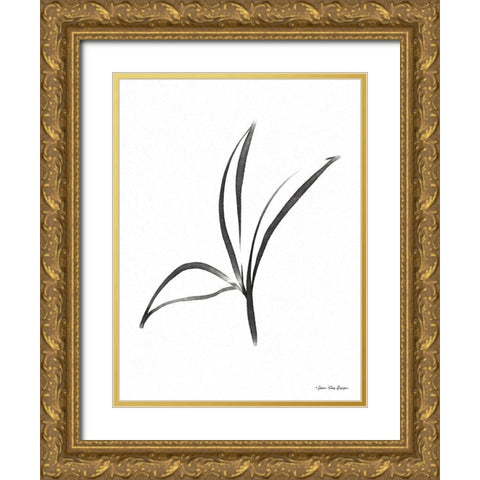 Black Botanical Watercolor Gold Ornate Wood Framed Art Print with Double Matting by Seven Trees Design