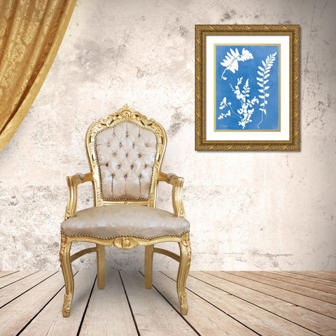 Blue Botanical II Gold Ornate Wood Framed Art Print with Double Matting by Seven Trees Design