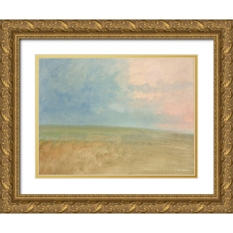 Peaceful Field Gold Ornate Wood Framed Art Print with Double Matting by Seven Trees Design