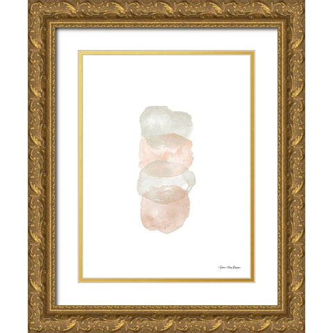 Watercolor Abstract Circles Gold Ornate Wood Framed Art Print with Double Matting by Seven Trees Design