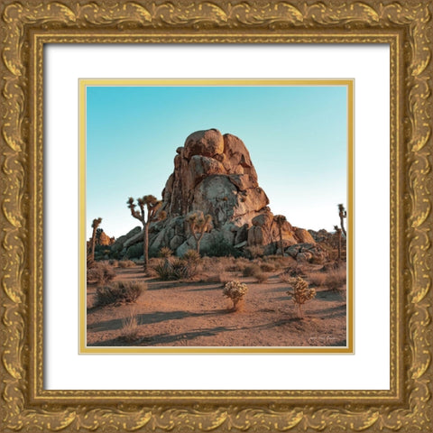 Mountain in the Desert Gold Ornate Wood Framed Art Print with Double Matting by Seven Trees Design