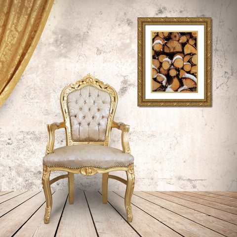Wood Pile    Gold Ornate Wood Framed Art Print with Double Matting by Seven Trees Design