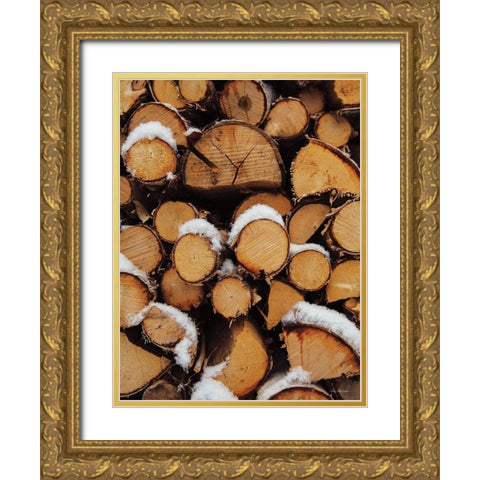 Wood Pile    Gold Ornate Wood Framed Art Print with Double Matting by Seven Trees Design