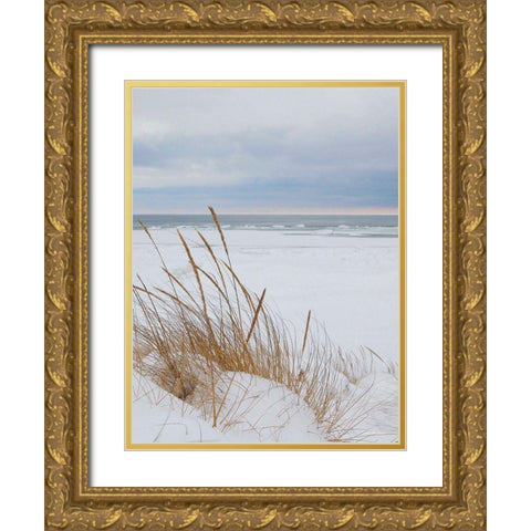 Peaceful Beach Gold Ornate Wood Framed Art Print with Double Matting by Seven Trees Design
