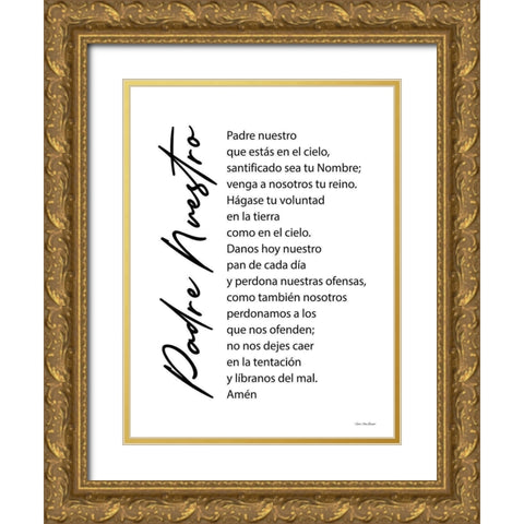 The Lords Prayer - Spanish   Gold Ornate Wood Framed Art Print with Double Matting by Seven Trees Design