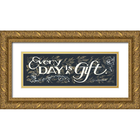 Every Day is a Gift Gold Ornate Wood Framed Art Print with Double Matting by Crawford, Tonya