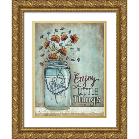 Enjoy the Little Things Gold Ornate Wood Framed Art Print with Double Matting by Crawford, Tonya