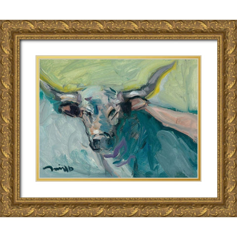 Longhorn Gold Ornate Wood Framed Art Print with Double Matting by Trujillo, Jose