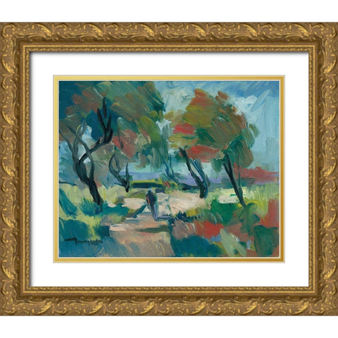 Early Walk Gold Ornate Wood Framed Art Print with Double Matting by Trujillo, Jose