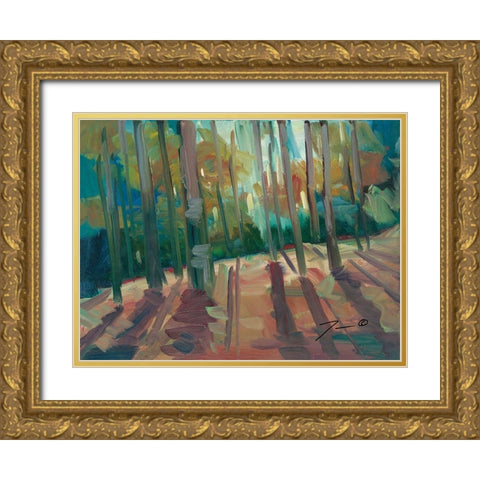 Backlit Woods Gold Ornate Wood Framed Art Print with Double Matting by Trujillo, Jose
